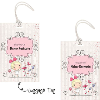 Luggage Tags - Girl with butterfly - Pack of 2 Tags - PREPAID ONLY (Dispatch in 5-6 Days)