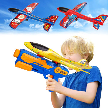 3-in-1 Glider Plane Launcher Toy for Outdoor Adventure (Random)