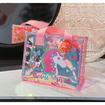 Premium Quality Unicorn Printed Multipurpose Holographic Tote Bag (Pink Unicorn)