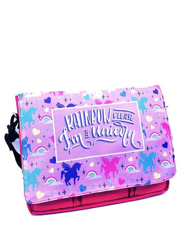 Laptop Bag with Four Front Pockets: Stylish, Organized, and Durable (Rainbow Unicorn)