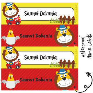 Waterproof Labels - LION ON A TRACTOR - Pack of 88 labels - PREPAID ONLY