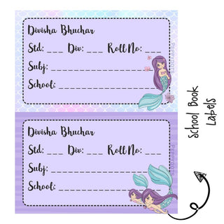 School Book Labels - Mermaid - Pack of 36 labels - PREPAID ONLY (Dispatch in 5-6 Days)