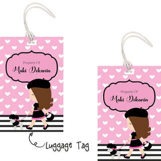 Luggage Tags - Paris Dog - Pack of 2 Tags - PREPAID ONLY (Dispatch in 5-6 Days)