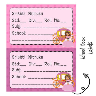 School Book Labels - Princess - Pack of 36 labels - PREPAID ONLY (Dispatch in 5-6 Days)