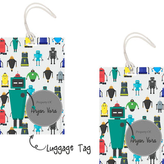 Luggage Tags - Robot Pattern - Pack of 2 Tags - PREPAID ONLY (Dispatch in 5-6 Days)