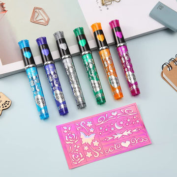 Sparkle Tattoo Pens with 6 Designer Stencils