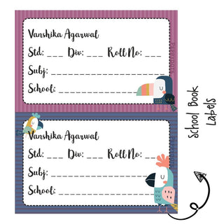 School Book Labels - Taucan - Pack of 36 labels (PREPAID ONLY)  (Dispatch in 5-6 Days)