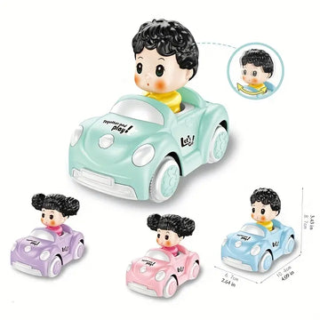 Push and Go Friction Car with Playful Moving Head for Kids