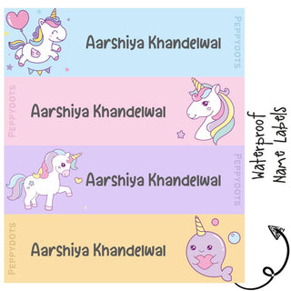 Waterproof Labels - UNICORN FUN -  Pack of 88 labels - PREPAID ONLY
