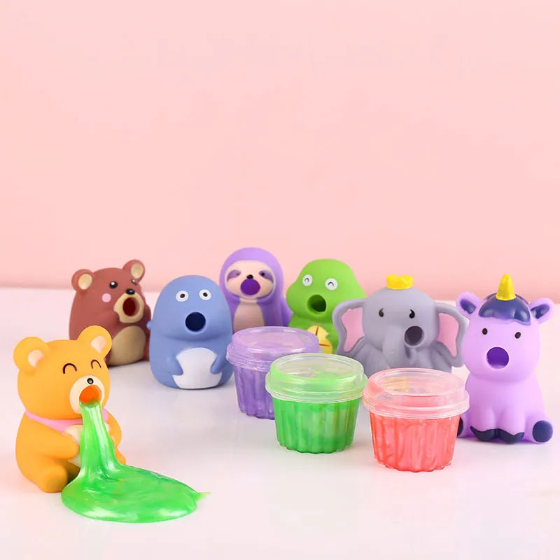 Whimsical Vomiting Animal Slime Squeeze Toys for Kids