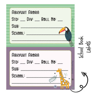 School Book Labels - Wild life - Pack of 36 labels - PREPAID ONLY