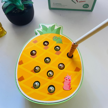 Pineapple Shape Magnetic Insect Catching Game for Kids