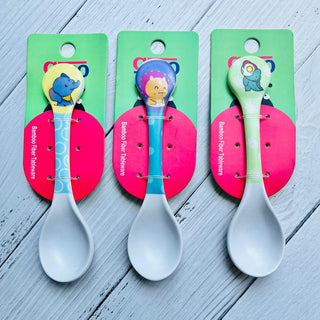 Cute Cartoon Printed Bamboo Fiber Spoon for Kids (Pack of 3)