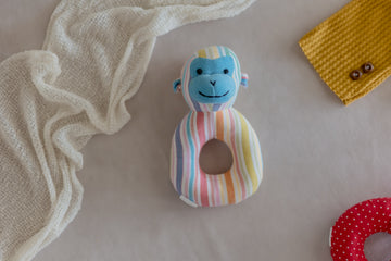 Cute Animal Face Rattle Ring Soft Toy for Infants