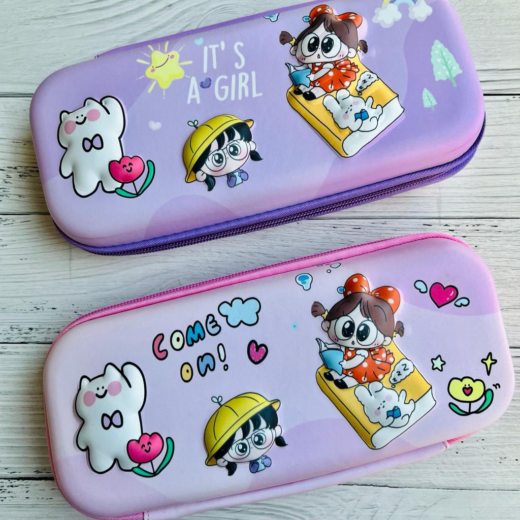 1pc Cute 3d Unicorn Printed Pencil Case, Large Capacity Zipper Hard Shell  Storage Box For Girls