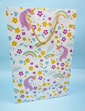 Colourful Rainbow Unicorn Theme Gift Paper Bags (Pack of 10)