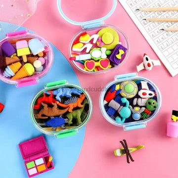 3D cartoon erasers in a box For kids School Stationary and Party Favor Gift