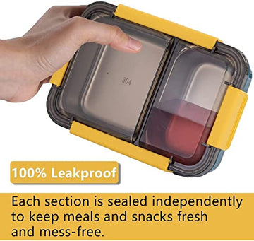 Premium Quality 304 Stainless Steel Transfer Proof Lunch Box (1 Box with 2 Compartment 750 ML)