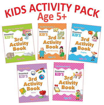 Kid's Activity Age 5+ - Pack of 5 (English, Maths, Environment, General Awareness, Logic Reasoning)