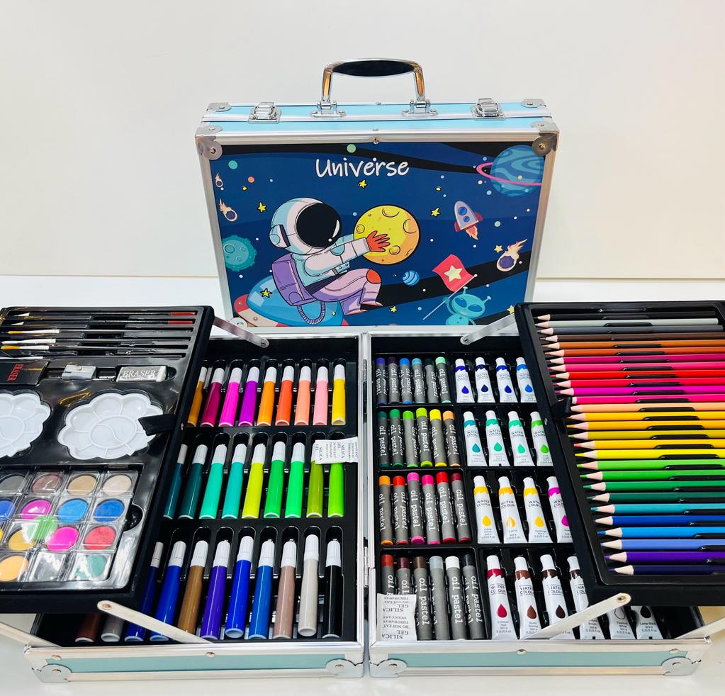 145PCS Kids Complete Art Set Box Case Paints Drawing Colour Pencils Pastels  Artist Kit