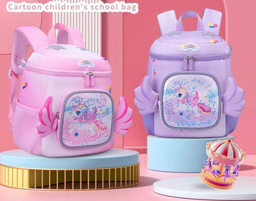 3D Unicorn Design Large Capacity School Bags with Slip Over Buckle for Kindergarten Kids