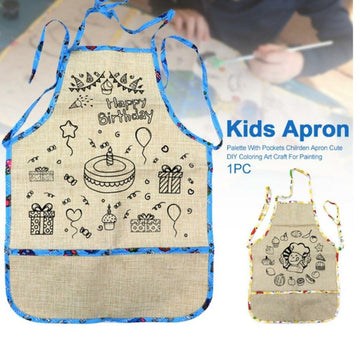 Diy kids Apron Painting kit with water Color and Paint brush