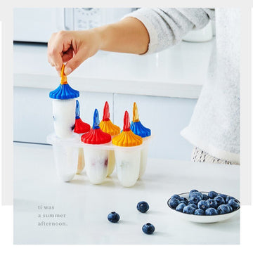6 Pc Set Summer Household Ice Mold DIY Ice Cream Tools With Handle Rocket Shape Popsicle Mould Kitchen Silicone IceCube Maker