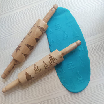 Christmas Theme Wooden Rolling Pin