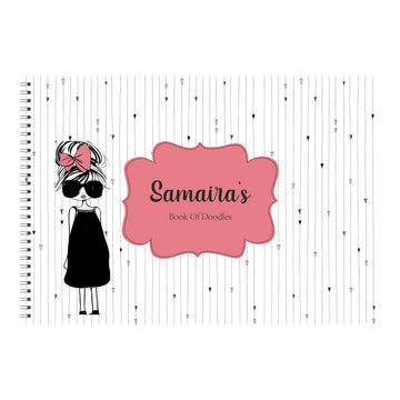 Personalised Sketchbook - Girl with a Bow (PREPAID)