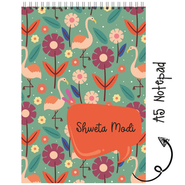 Personalised Notepad - Flamingo Flowers - (PREPAID ORDER)