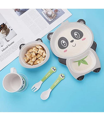 Panda Bamboo Fiber 5 Piece Feeding Set - 100% bamboo No Plastic