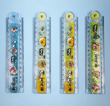 Premium Quality Cartoon Design Glitter Fill Expandable 30cm Plastic Ruler