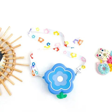 Cute Flower shaped Silicon Sling Bag with Mirror, Comb, Hair Clip and Key Chain