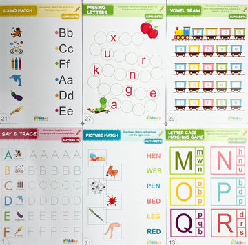 Alphabet Write And Wipe  Worksheets For 2 to 4 years with Free Eraseable Marker (40+sides to solve)
