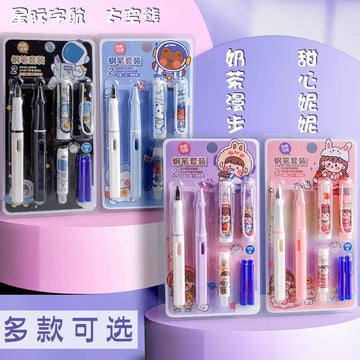 New Stylish Erasable Fountain Pen with Replaceable Ink Set For School Student (Random color)