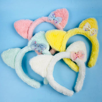 New cute Bunny ear With  Bow Decor Hair band For Kids ( Random Colour )