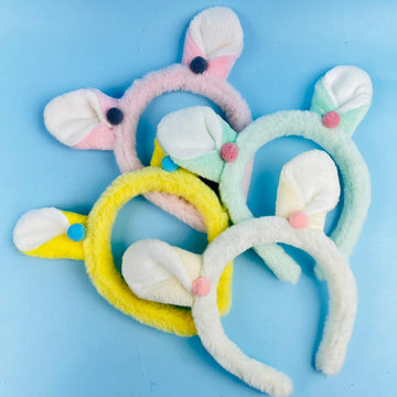 Korean Style Cute Rabbit Ear Plush Hair Band For Kids ( Random Colour )