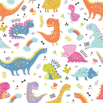 Beautiful Colorful Happy Dinosaur printed Gift Wrap- Set of 10