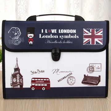 London Themed Professional File Folders for Certificates, Documents Bag Document Holder