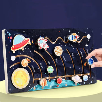 Solar System Space Wooden Board for Kids - Montessori Toys Set