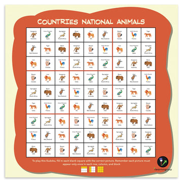 Wooden Sudoku Brain Game for Smart Minds: National Animal