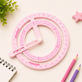 360° Full Circle Protractor for Kids | Math Geometry Tool | Pink & Blue