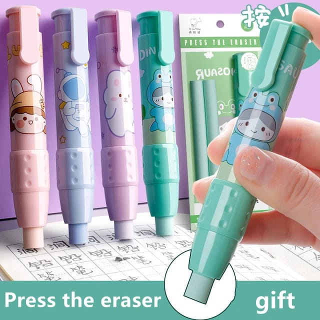Kawaii Delight: Press Pen Eraser with Adorable Design for Precise Erasing 1 pcs