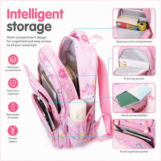 Dream Big Unicorn Kids Backpack with Pencil Case | Ergonomic School Bag for Girls (3+ Years)