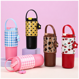 Kawaii Insulated Tumbler with Handle & Charm – 750ml