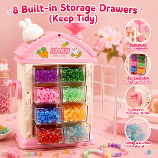DIY Bead Machine House Jewellery Making Kit for Girls – Colourful Beads & Charms, Age 3+(Random)