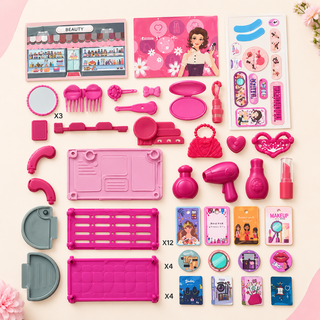 61pcs Beauty Salon Trolley Play Set with Makeup Accessories