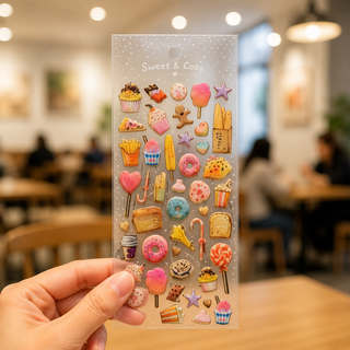 Kawaii 3D Puffy Stickers for Kids – Ice Cream, Donut & Sweet Treats Sticker Sheets