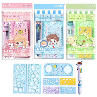 Drawing Ruler Set with 10-Color Pen