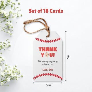 Personalized Thank You Tags for Return Gifts – Baseball (18 Pcs) (PREPAID ONLY)